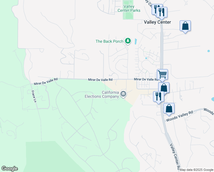 map of restaurants, bars, coffee shops, grocery stores, and more near 13413 Mirar De Valle Road in Valley Center