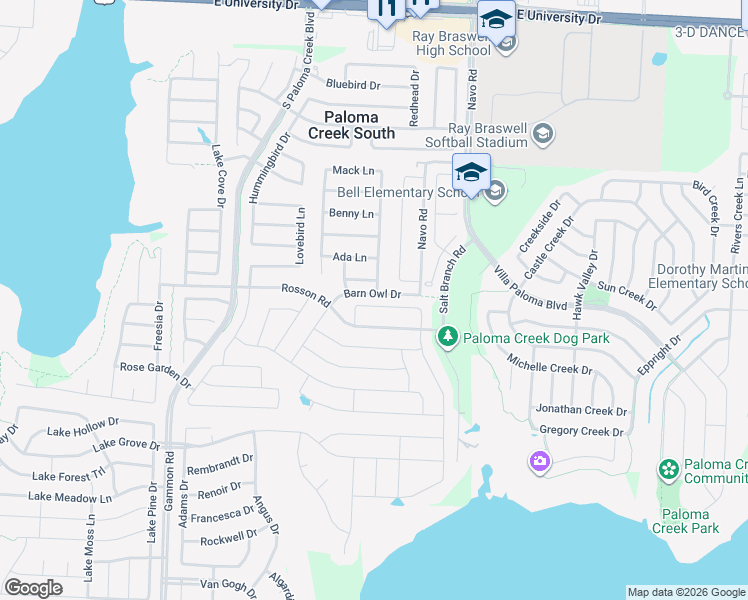 map of restaurants, bars, coffee shops, grocery stores, and more near 1724 Shoebill Drive in Little Elm
