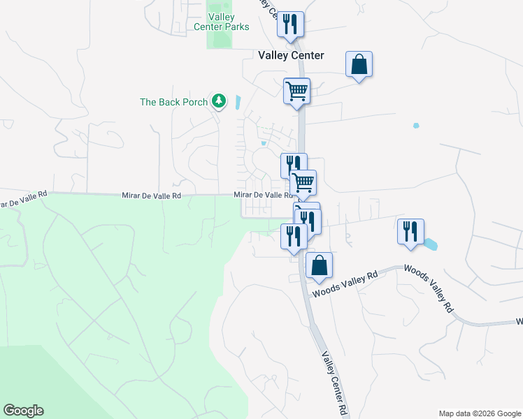 map of restaurants, bars, coffee shops, grocery stores, and more near 13673 Gray Hawk Way in Valley Center