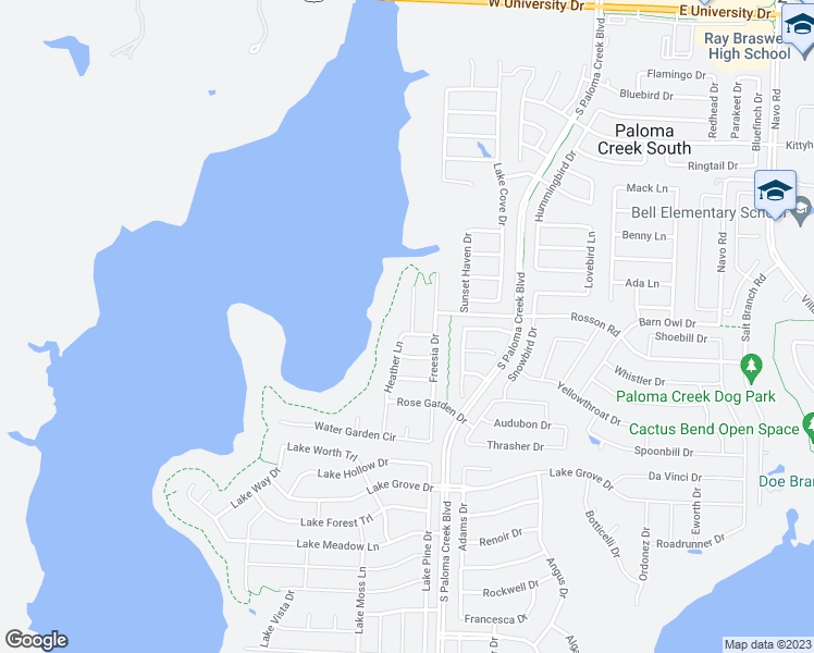 map of restaurants, bars, coffee shops, grocery stores, and more near 1104 Heather Lane in Little Elm