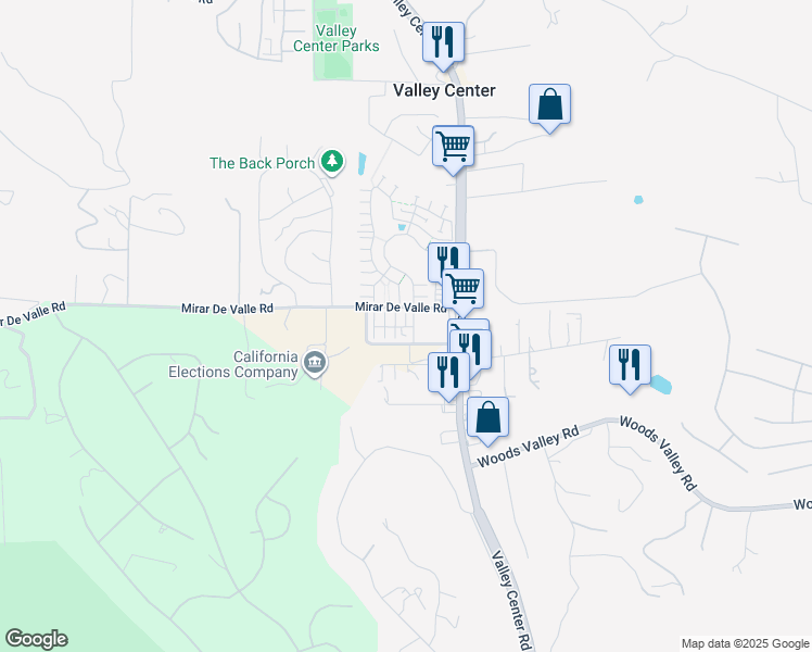 map of restaurants, bars, coffee shops, grocery stores, and more near 13678 Gray Hawk Way in Valley Center