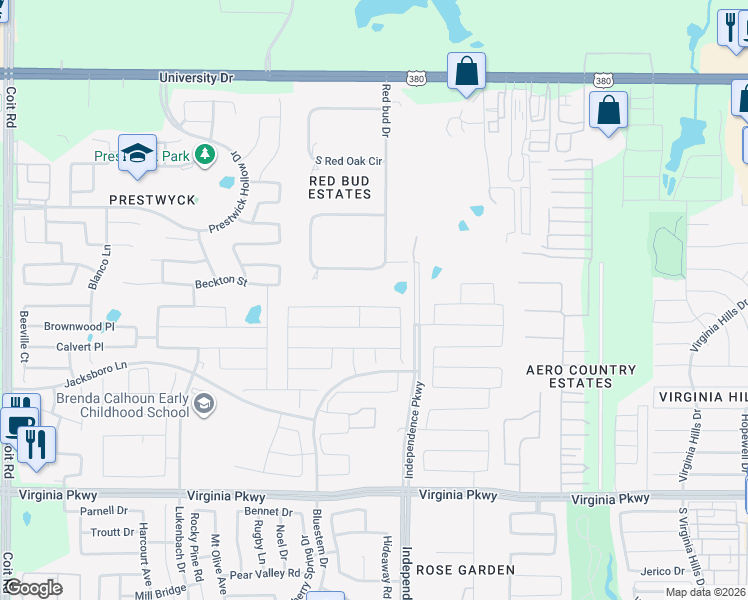 map of restaurants, bars, coffee shops, grocery stores, and more near 10013 Long Branch Drive in McKinney