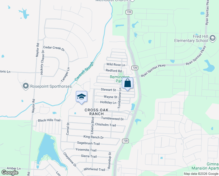 map of restaurants, bars, coffee shops, grocery stores, and more near 8921 Stewart Street in Cross Roads