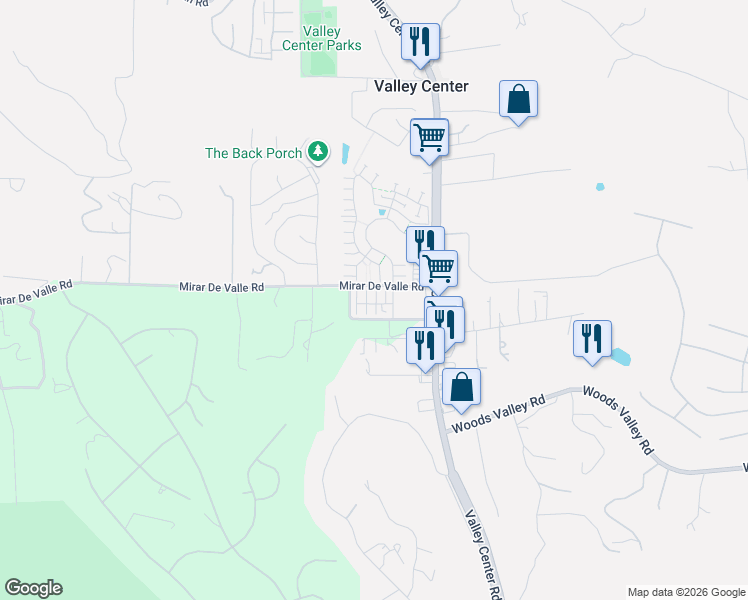 map of restaurants, bars, coffee shops, grocery stores, and more near 13650 Gray Hawk Way in Valley Center