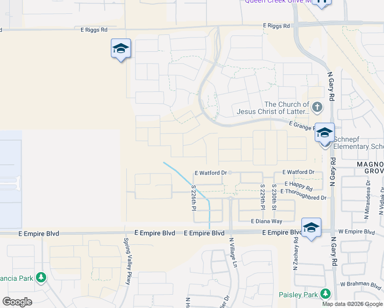 map of restaurants, bars, coffee shops, grocery stores, and more near 22636 East Stacey Road in Queen Creek