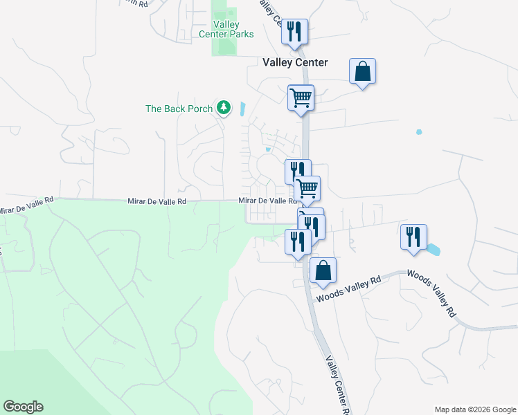map of restaurants, bars, coffee shops, grocery stores, and more near 13673 Gray Hawk Way in Valley Center