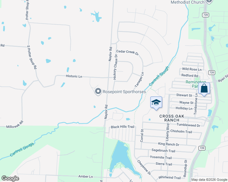 map of restaurants, bars, coffee shops, grocery stores, and more near 11101 Tanager Lane in Cross Roads