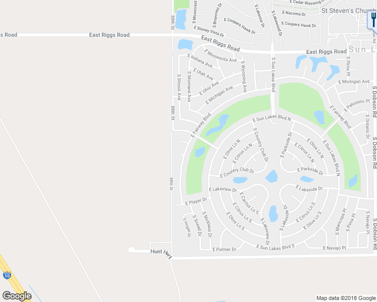 map of restaurants, bars, coffee shops, grocery stores, and more near 8883 East Fairway Boulevard in Sun Lakes