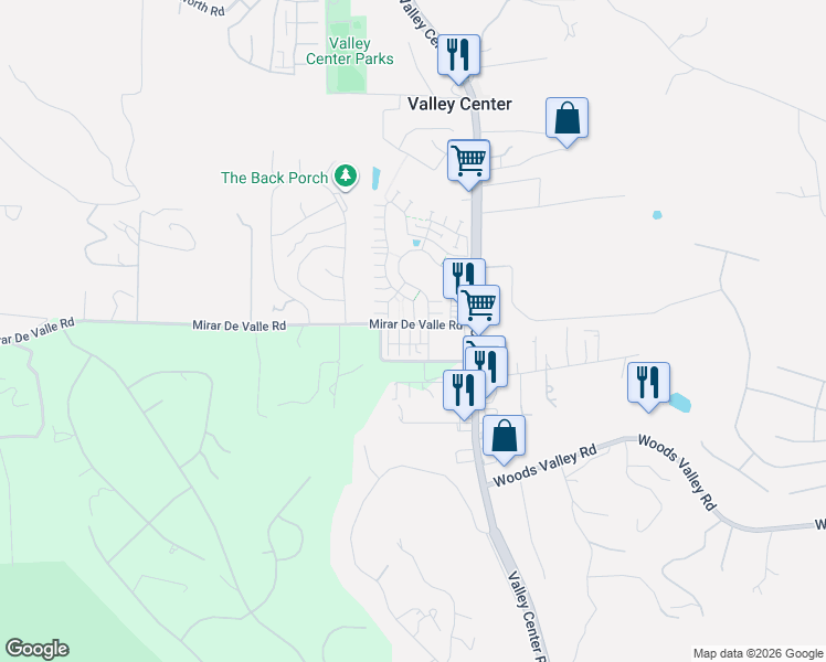 map of restaurants, bars, coffee shops, grocery stores, and more near 13662 Gray Hawk Way in Valley Center