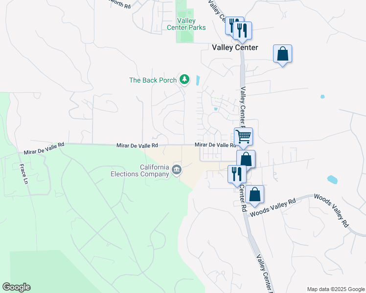 map of restaurants, bars, coffee shops, grocery stores, and more near 13525 Rhinehart Drive in Valley Center