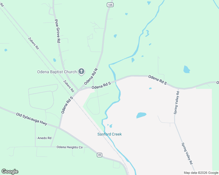 map of restaurants, bars, coffee shops, grocery stores, and more near 2434 Odena Road South in Sylacauga