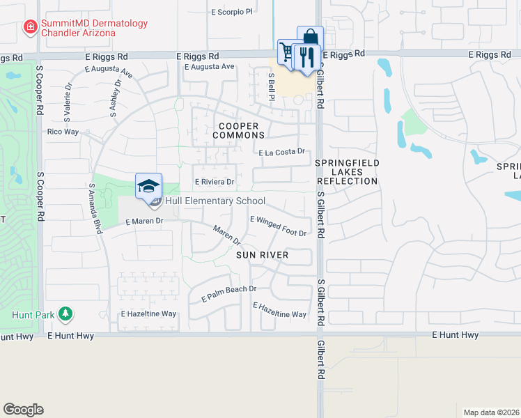 map of restaurants, bars, coffee shops, grocery stores, and more near 2751 East Buena Vista Drive in Chandler