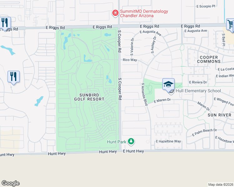map of restaurants, bars, coffee shops, grocery stores, and more near 6622 South Oakmont Drive in Chandler