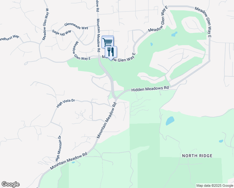 map of restaurants, bars, coffee shops, grocery stores, and more near 10205 Hidden Meadows Road in Escondido