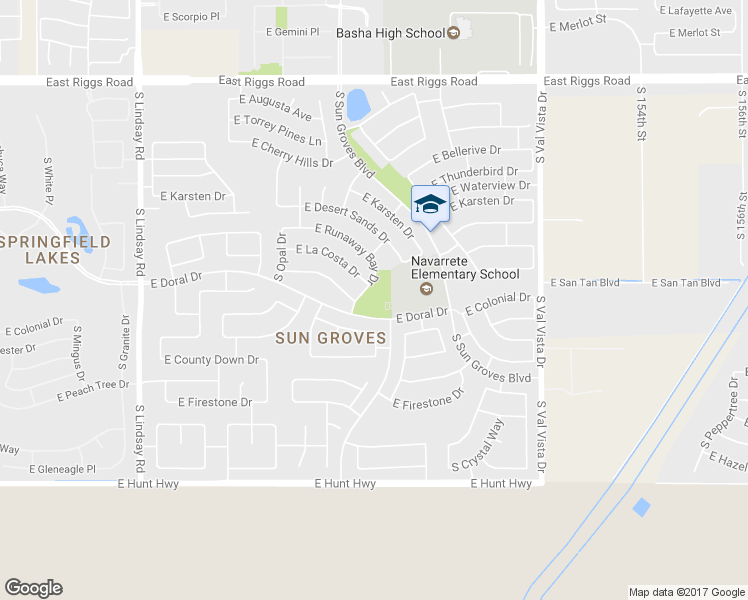 map of restaurants, bars, coffee shops, grocery stores, and more near 4600 East Doral Drive in Chandler