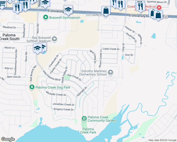 map of restaurants, bars, coffee shops, grocery stores, and more near 820 Kinghaven Drive in Little Elm