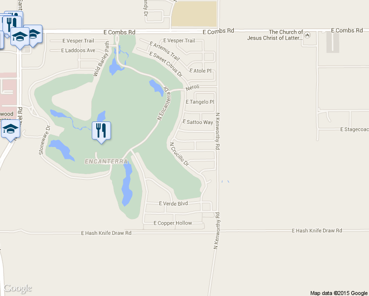 map of restaurants, bars, coffee shops, grocery stores, and more near 1574 East Alegria Road in San Tan Valley