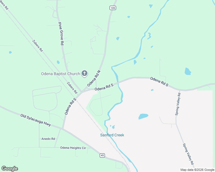 map of restaurants, bars, coffee shops, grocery stores, and more near 2434 Odena Road South in Sylacauga