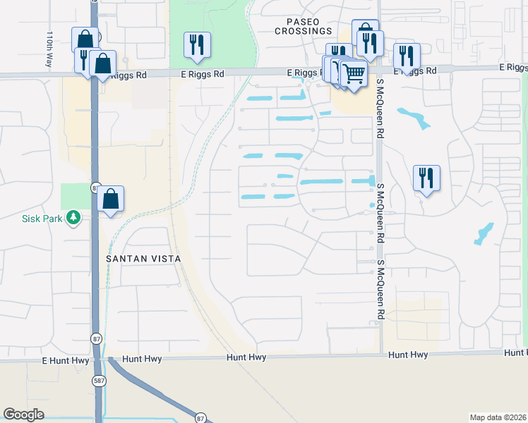 map of restaurants, bars, coffee shops, grocery stores, and more near 659 East Riviera Drive in Chandler