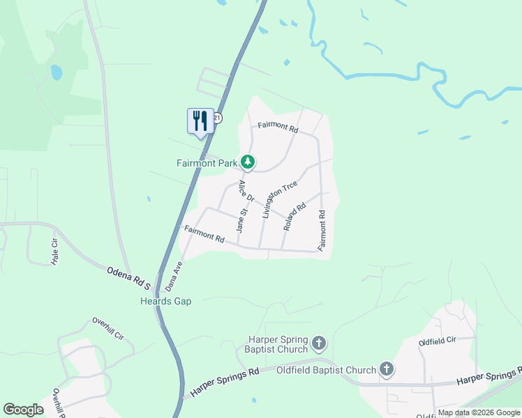map of restaurants, bars, coffee shops, grocery stores, and more near 3311 Livingston Trce in Sylacauga