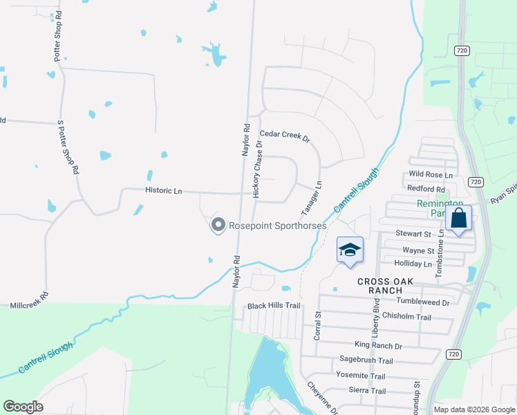 map of restaurants, bars, coffee shops, grocery stores, and more near 11200 Norcross Drive in Cross Roads