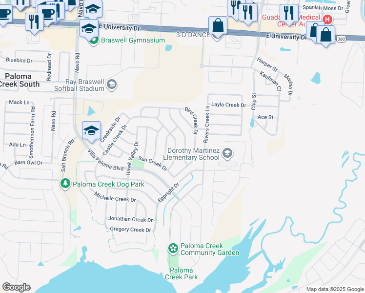 map of restaurants, bars, coffee shops, grocery stores, and more near 820 Kinghaven Drive in Little Elm
