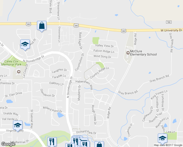 map of restaurants, bars, coffee shops, grocery stores, and more near 905 Moss Cliff Circle in McKinney