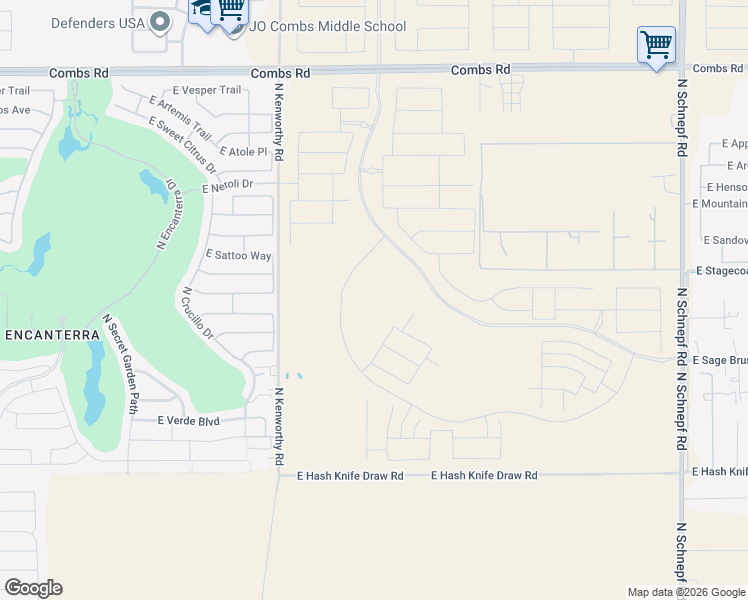 map of restaurants, bars, coffee shops, grocery stores, and more near 2663 East Stagecoach Pass Avenue in Queen Creek