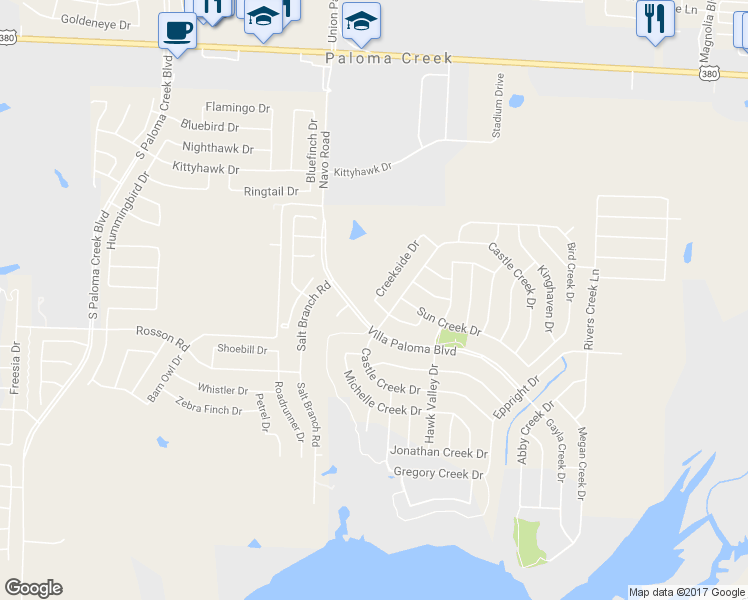 map of restaurants, bars, coffee shops, grocery stores, and more near 1612 Jasmine Valley Drive in Little Elm