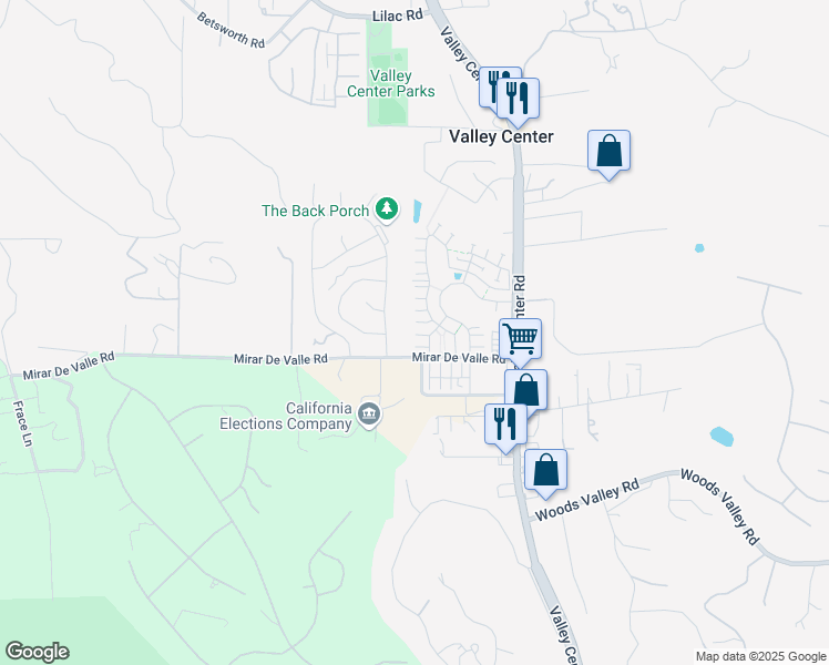 map of restaurants, bars, coffee shops, grocery stores, and more near 27652 Konyn Court in Valley Center