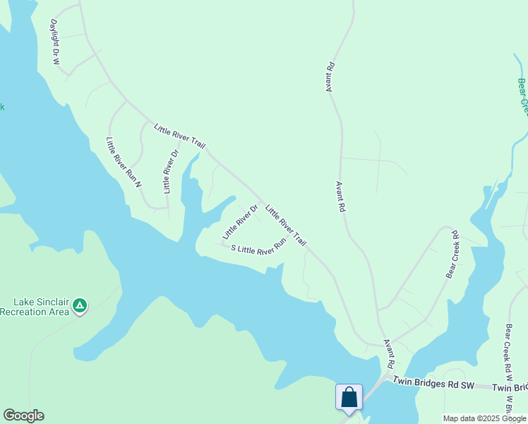 map of restaurants, bars, coffee shops, grocery stores, and more near 169 Little River Trail in Eatonton