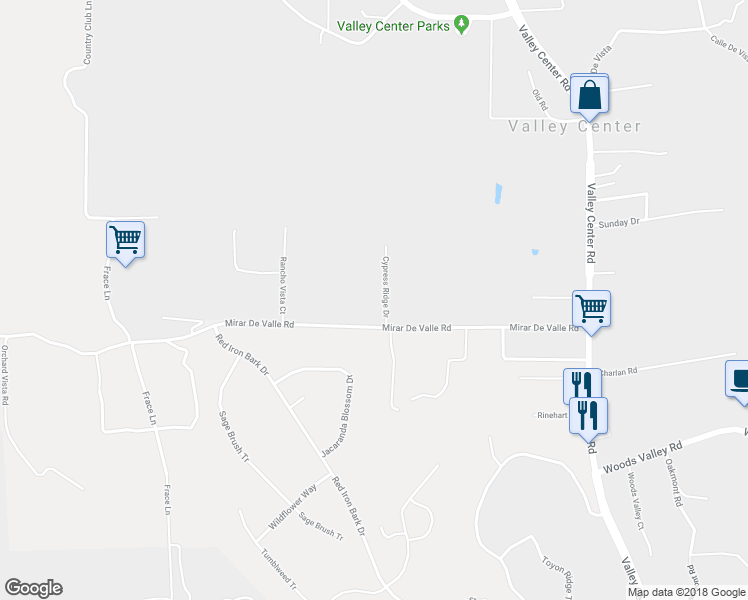 map of restaurants, bars, coffee shops, grocery stores, and more near 13352 Mirar De Valle Road in Valley Center