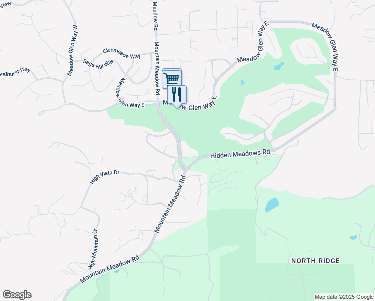 map of restaurants, bars, coffee shops, grocery stores, and more near 27707 Mountain Meadow Road in Escondido