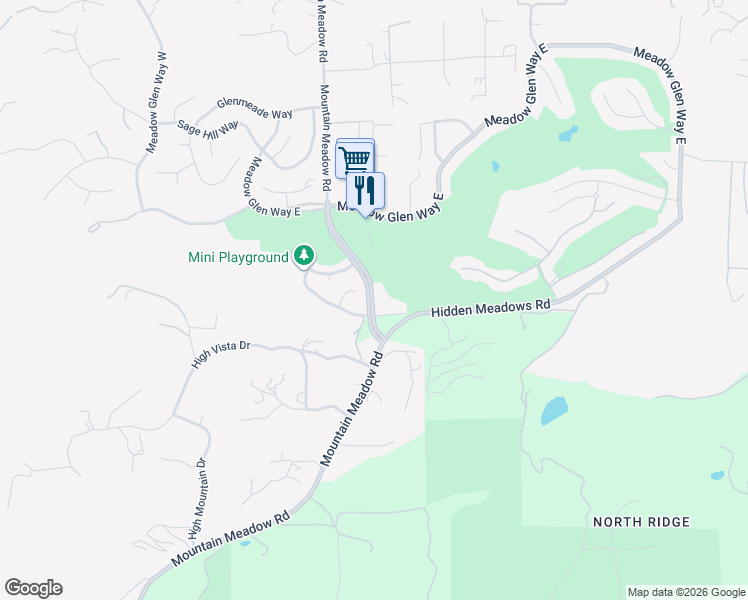 map of restaurants, bars, coffee shops, grocery stores, and more near 10205 Hidden Meadows Road in Escondido