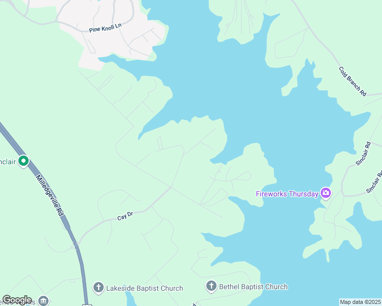 map of restaurants, bars, coffee shops, grocery stores, and more near Cay Drive in Putnam County