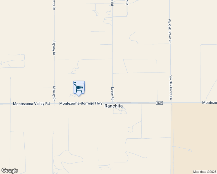 map of restaurants, bars, coffee shops, grocery stores, and more near Lease Road in San Diego County