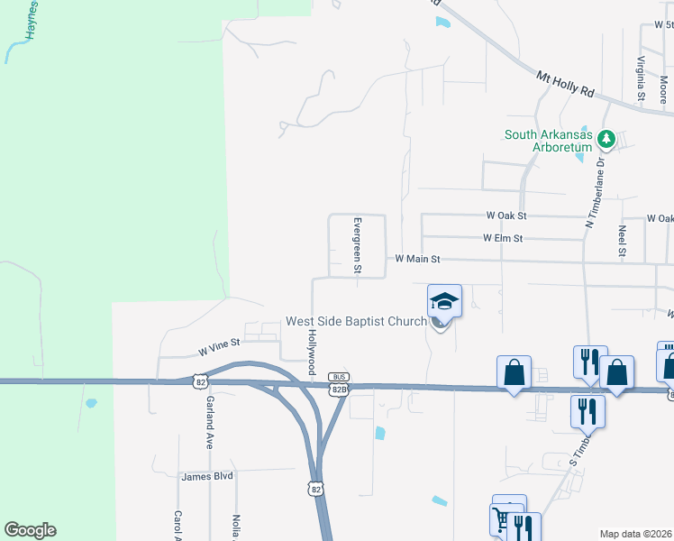 map of restaurants, bars, coffee shops, grocery stores, and more near 100 Evergreen in El Dorado