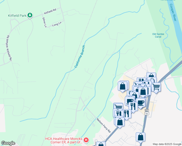 map of restaurants, bars, coffee shops, grocery stores, and more near 293 Mitton Road in Moncks Corner
