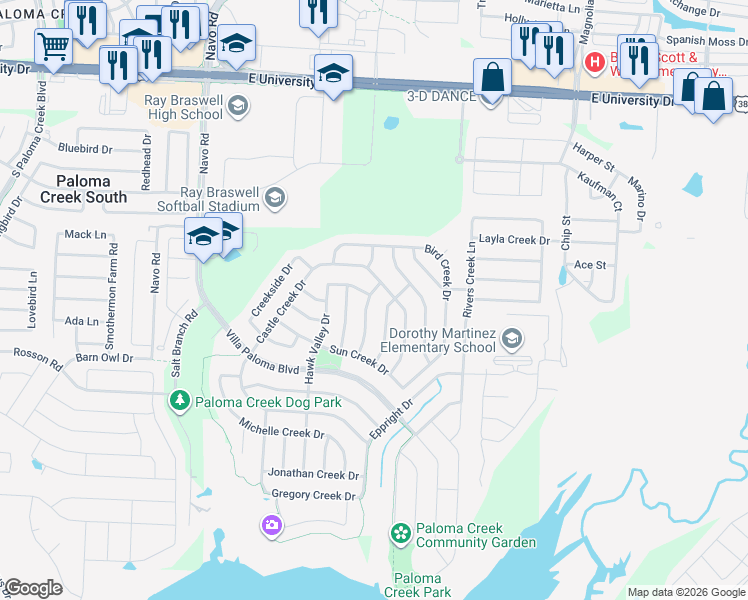 map of restaurants, bars, coffee shops, grocery stores, and more near 801 Green Coral Drive in Little Elm
