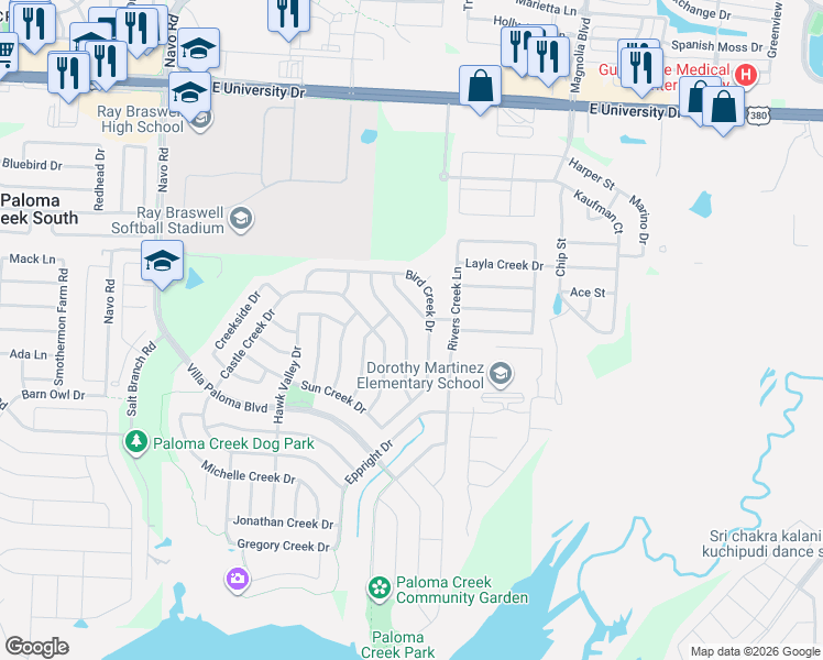 map of restaurants, bars, coffee shops, grocery stores, and more near 709 Kinghaven Drive in Little Elm