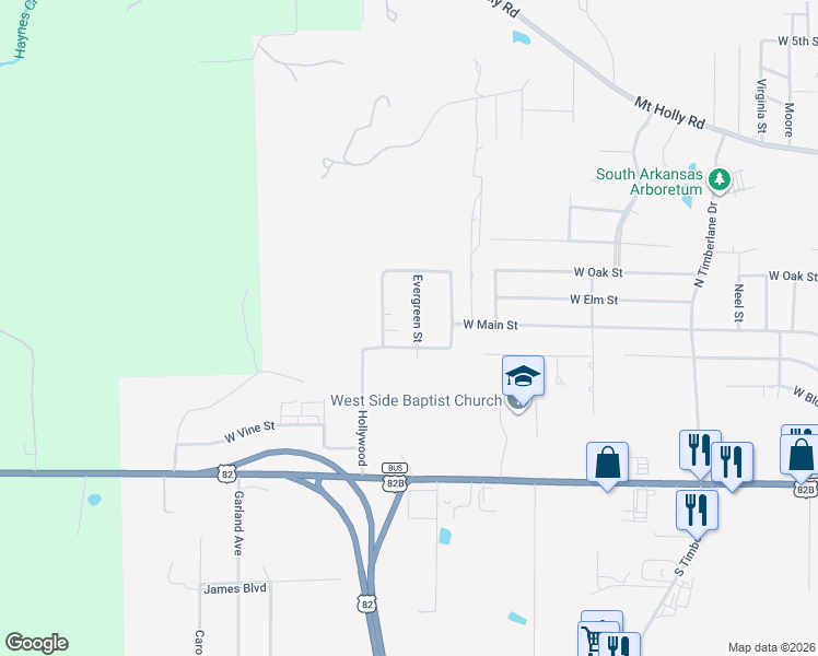 map of restaurants, bars, coffee shops, grocery stores, and more near 100 Evergreen Street in El Dorado