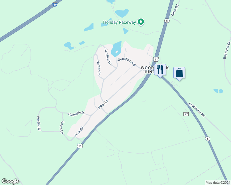 map of restaurants, bars, coffee shops, grocery stores, and more near 336 Pike Road in Woodstock