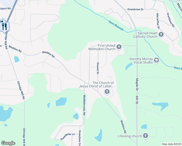 map of restaurants, bars, coffee shops, grocery stores, and more near 1482 Wesley Drive in Griffin