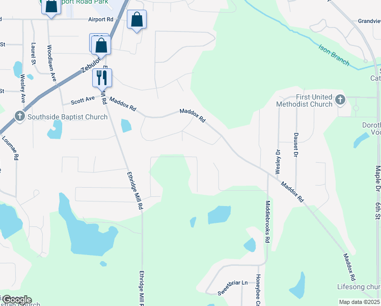 map of restaurants, bars, coffee shops, grocery stores, and more near 146 McKinley Drive in Griffin