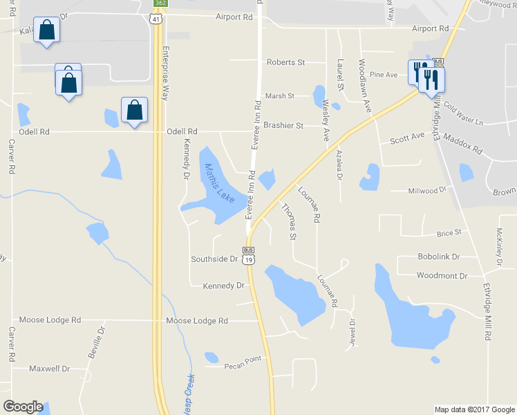 map of restaurants, bars, coffee shops, grocery stores, and more near 1365 Zebulon Road in Griffin