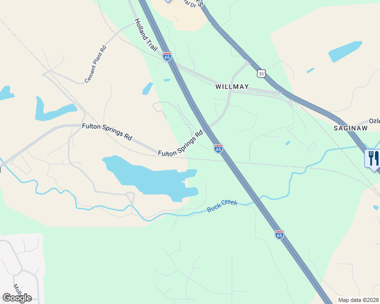 map of restaurants, bars, coffee shops, grocery stores, and more near 1680 Fulton Springs Road in Alabaster