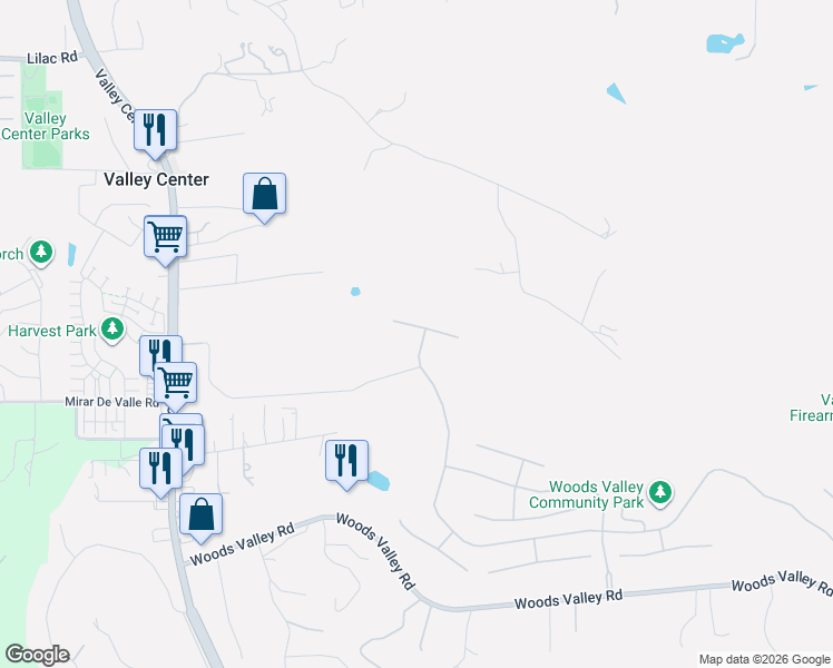 map of restaurants, bars, coffee shops, grocery stores, and more near 14139 Winged Foot Circle in Valley Center
