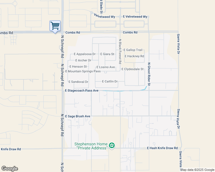 map of restaurants, bars, coffee shops, grocery stores, and more near 4084 East Nokota Road in San Tan Valley