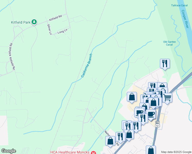 map of restaurants, bars, coffee shops, grocery stores, and more near 293 Mitton Road in Moncks Corner