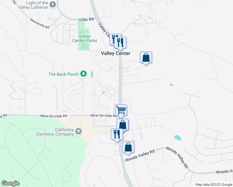 map of restaurants, bars, coffee shops, grocery stores, and more near 28012 Harvest Court in Valley Center